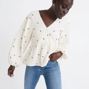 Madewell Lightspun Wrap top In Tiny Bows